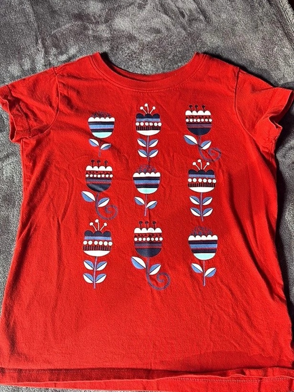 Hanna Andersson Girls Red Graphic Short Sleeve Tee Size 10